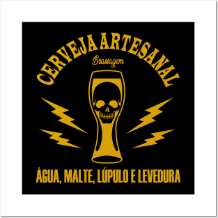 Cerveja Artesanal, Skull Gold Posters and Art